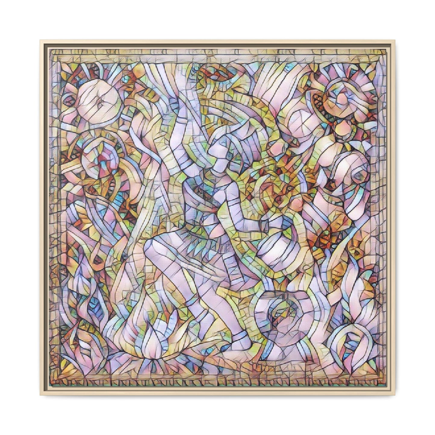 Abstract Stained Glass Dance Matte Framed Canvas