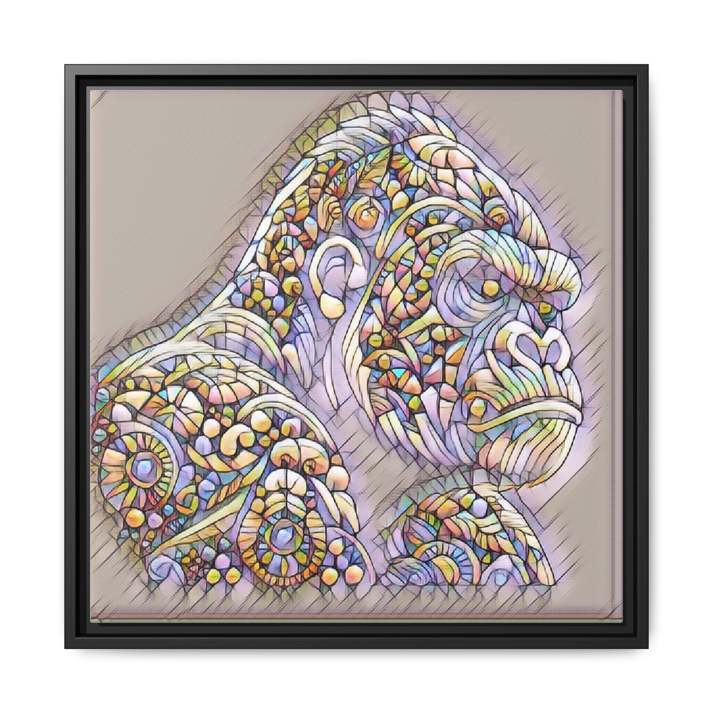 Colorful Ornate Gorilla Matte Canvas Framed Wall Art
