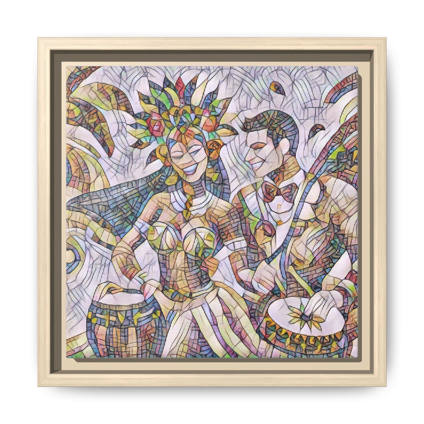 Carnival Samba Dancers Framed Canvas Art — Colorful Brazilian Festival Wall Decor