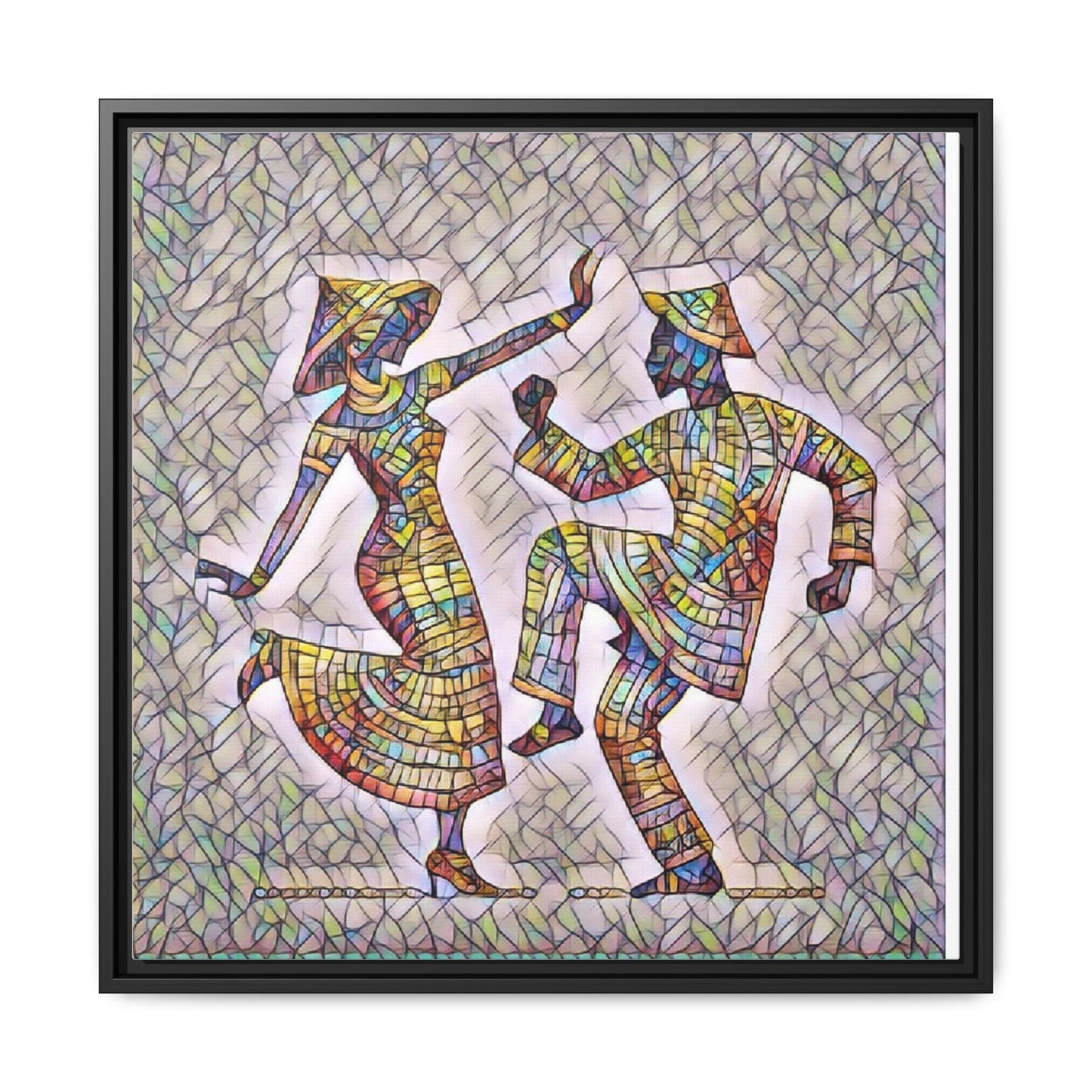 Colorful Folk Dance Matte Canvas Print (Framed)