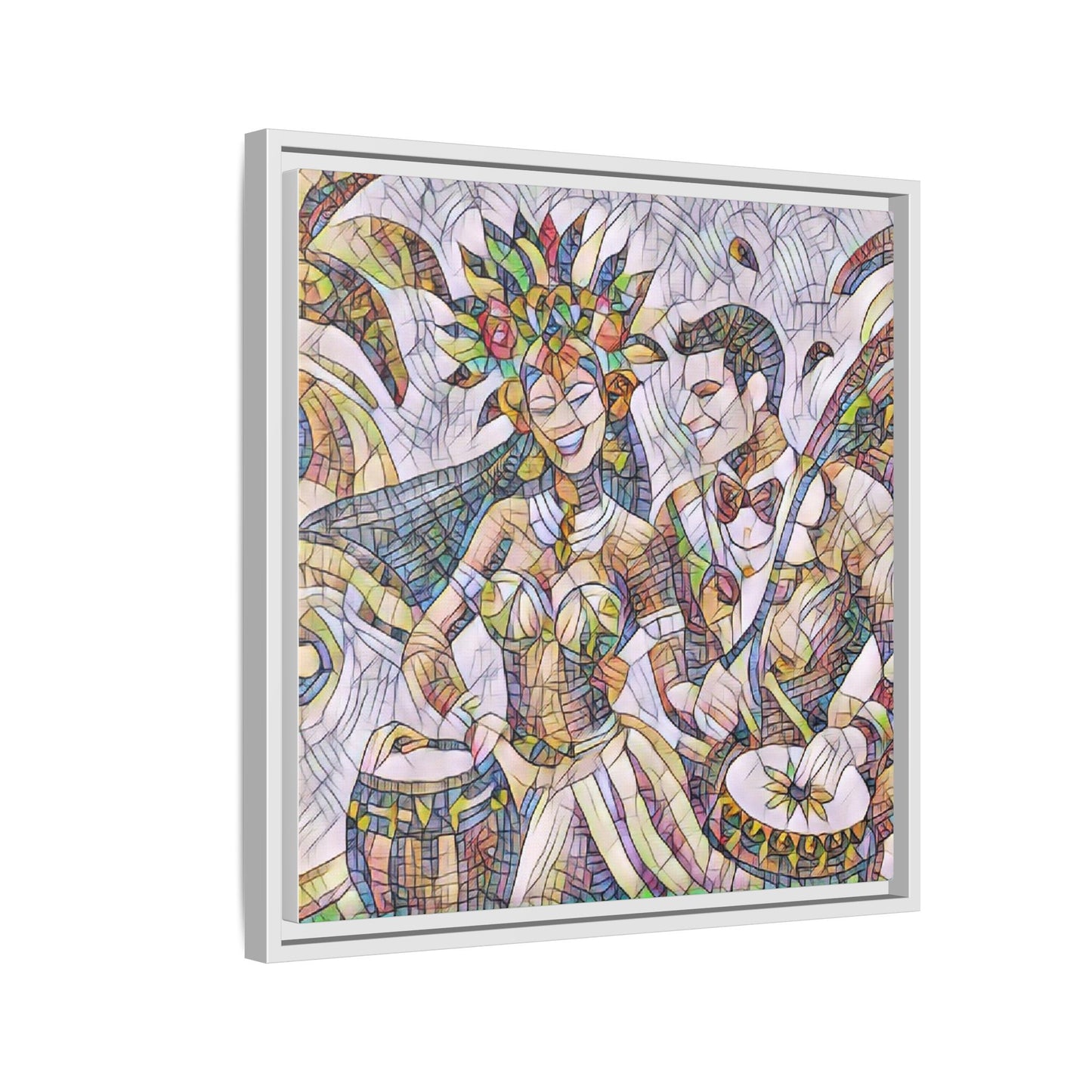 Carnival Samba Dancers Framed Canvas Art — Colorful Brazilian Festival Wall Decor