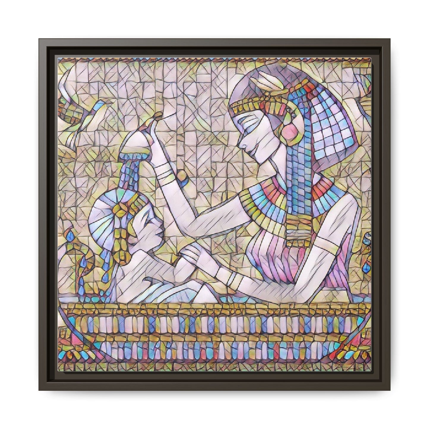 Egyptian Mosaic Mother & Child Framed Matte Canvas