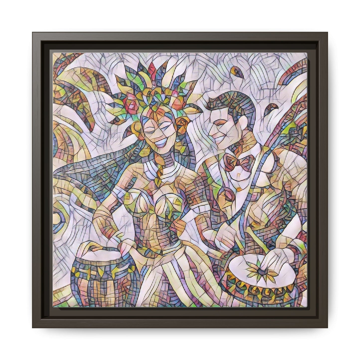 Carnival Samba Dancers Framed Canvas Art — Colorful Brazilian Festival Wall Decor