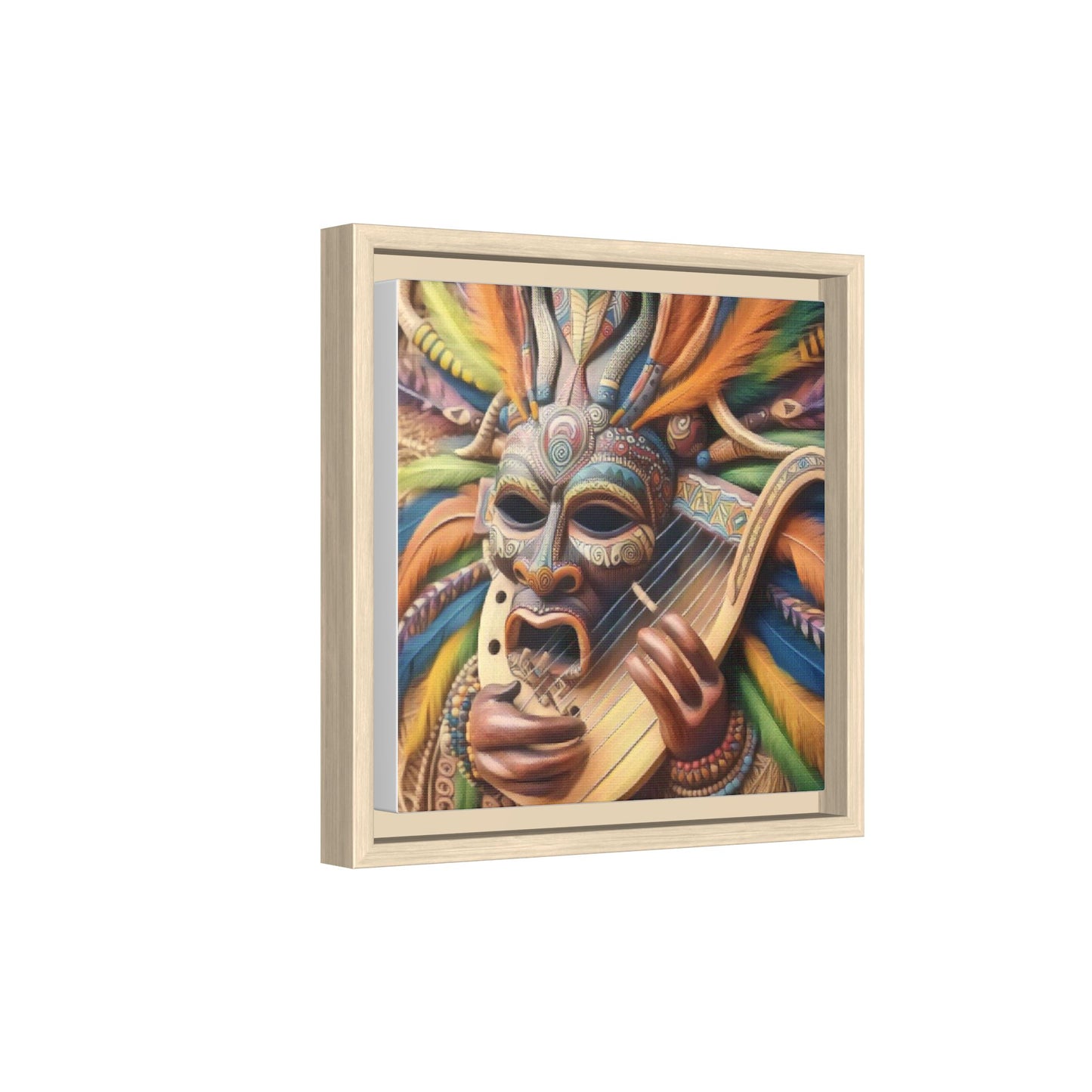 Colorful Tribal Mask Canvas — Framed Matte Wall Art