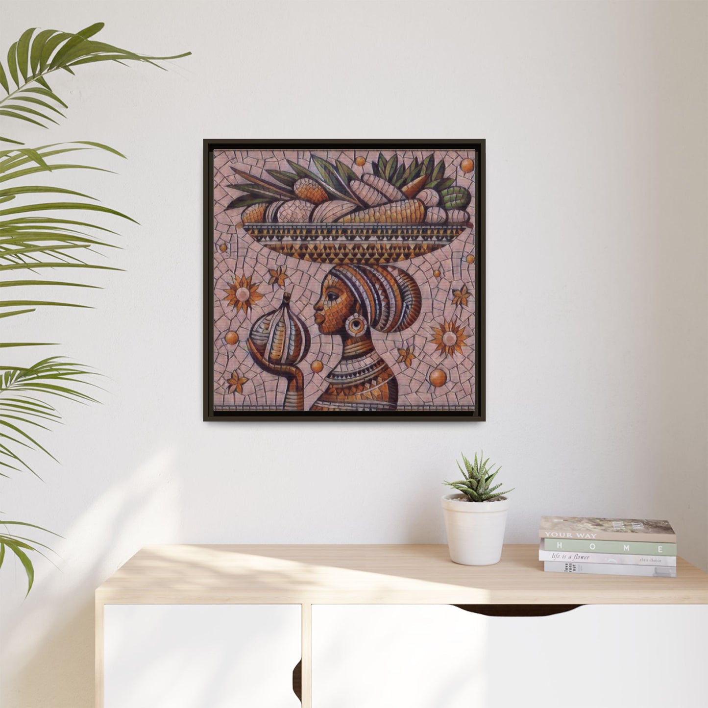 Egyptian Mosaic Goddess Matte Framed Canvas Wall Art