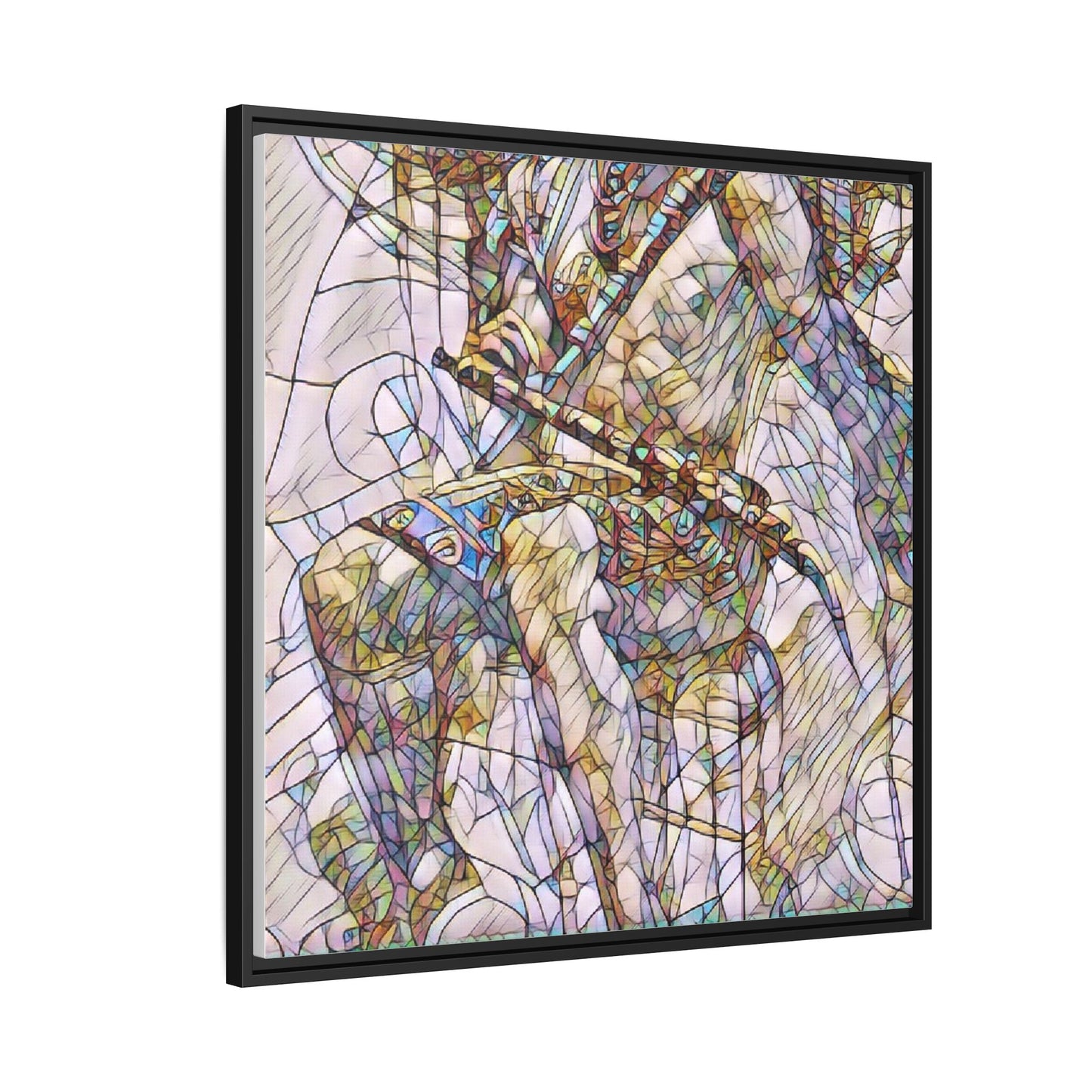 Framed Abstract Musician Canvas Art — Multi‑Color Jazz Saxophone Print