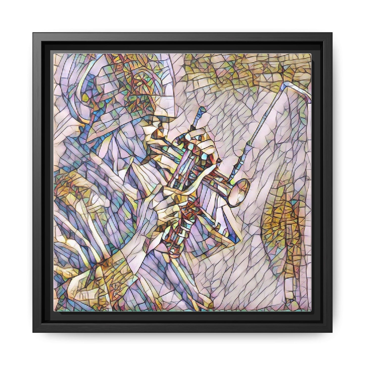 Framed Abstract Trumpet Player Matte Canvas Art