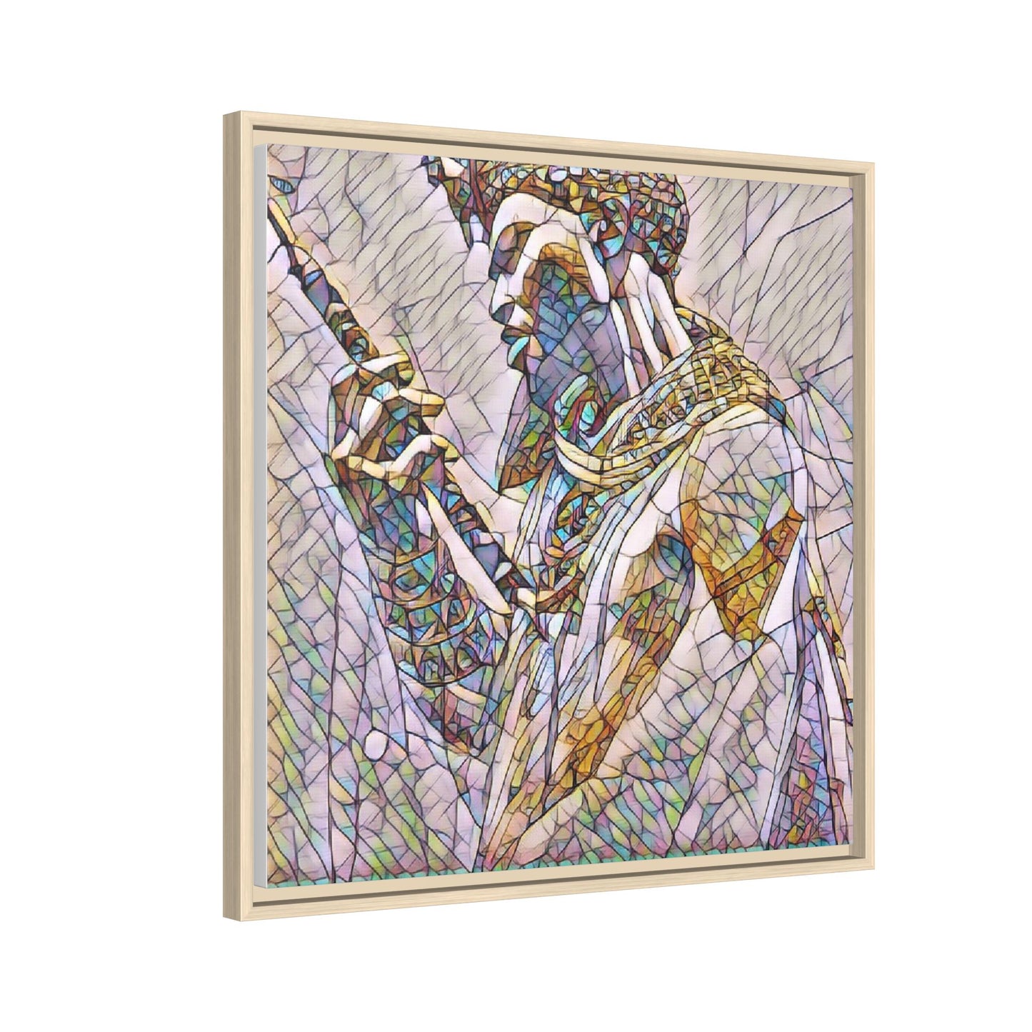 Egyptian Pharaoh Stained Glass Art — Framed Matte Canvas