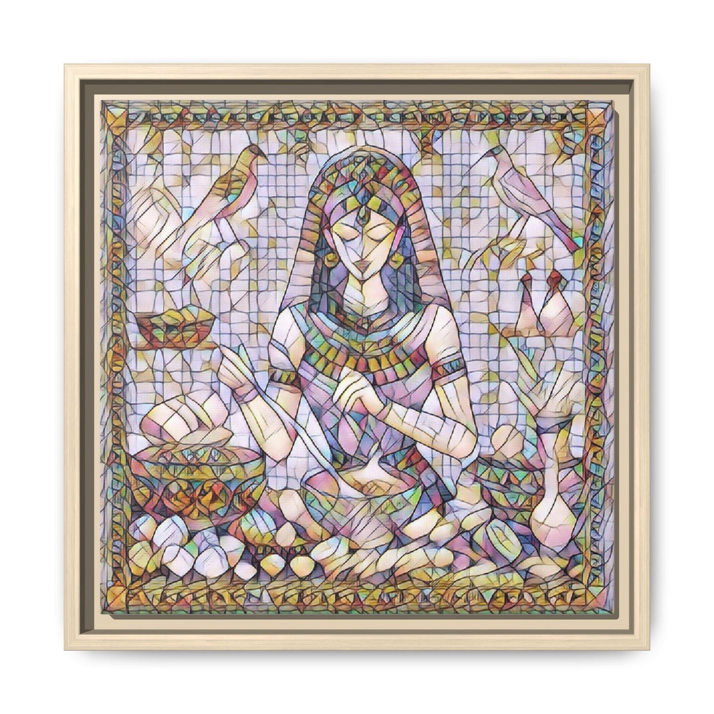 Egyptian Goddess Mosaic Framed Canvas Art