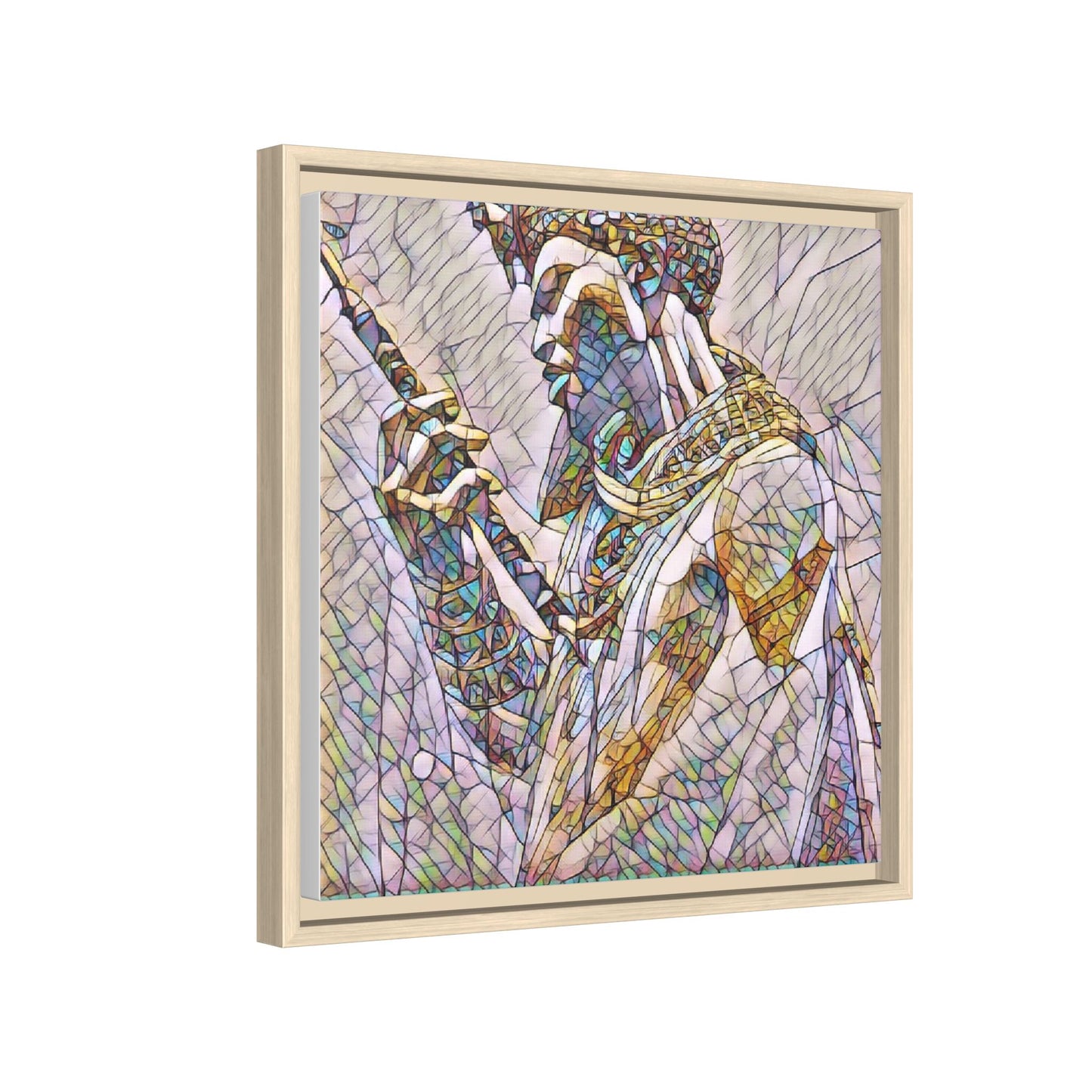 Egyptian Pharaoh Stained Glass Art — Framed Matte Canvas