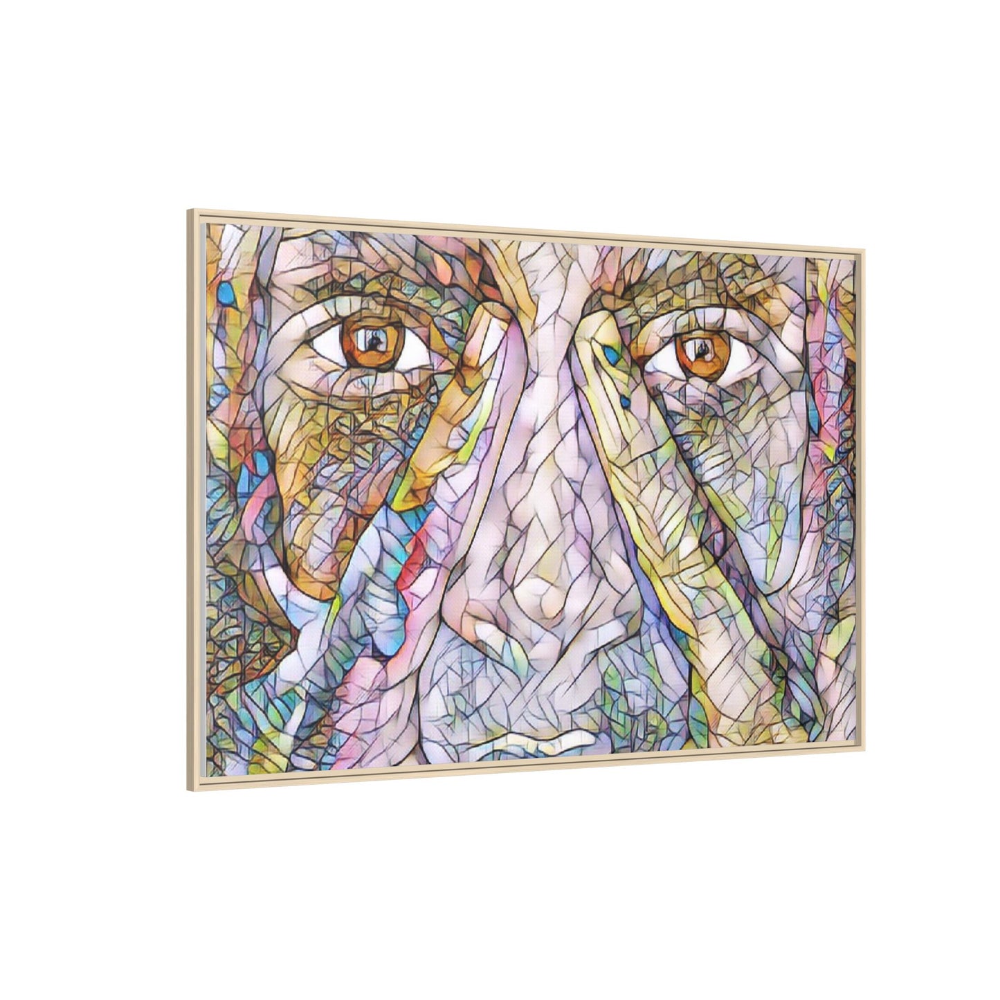 Abstract Stained-Glass Face Matte Canvas Framed Wall Art