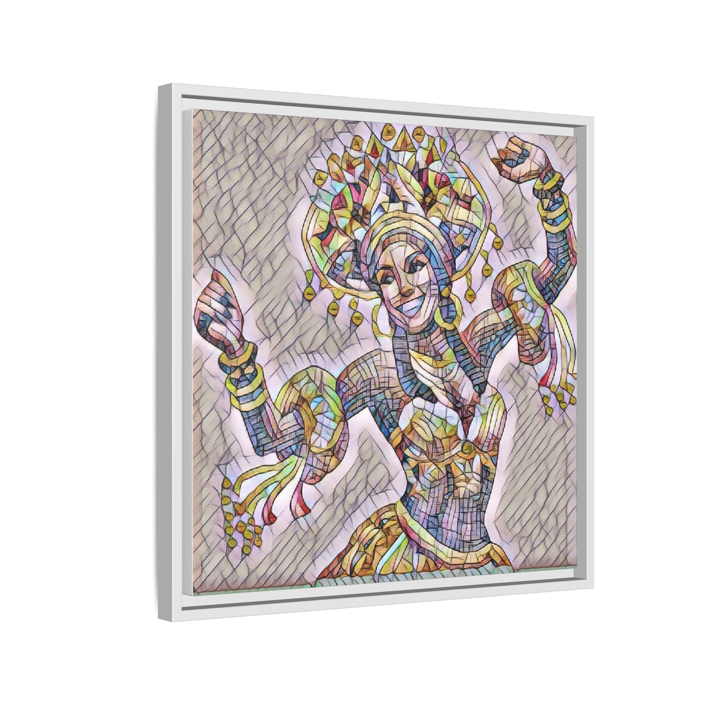 Framed Matte Canvas: Colorful Carnival Dancer Artwork – Vibrant Ethnic Dance Wall Art