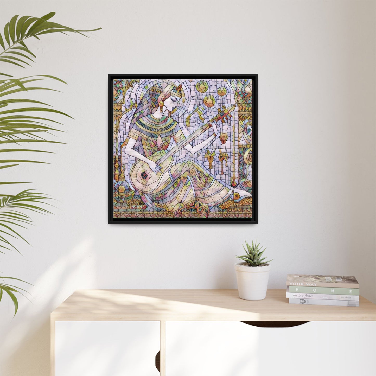 Egyptian Muse Mosaic Matte Canvas Framed Wall Art