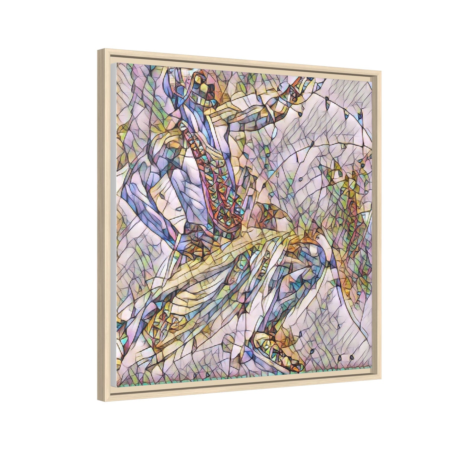 Abstract Stained-Glass Dancers — Framed Matte Canvas Art