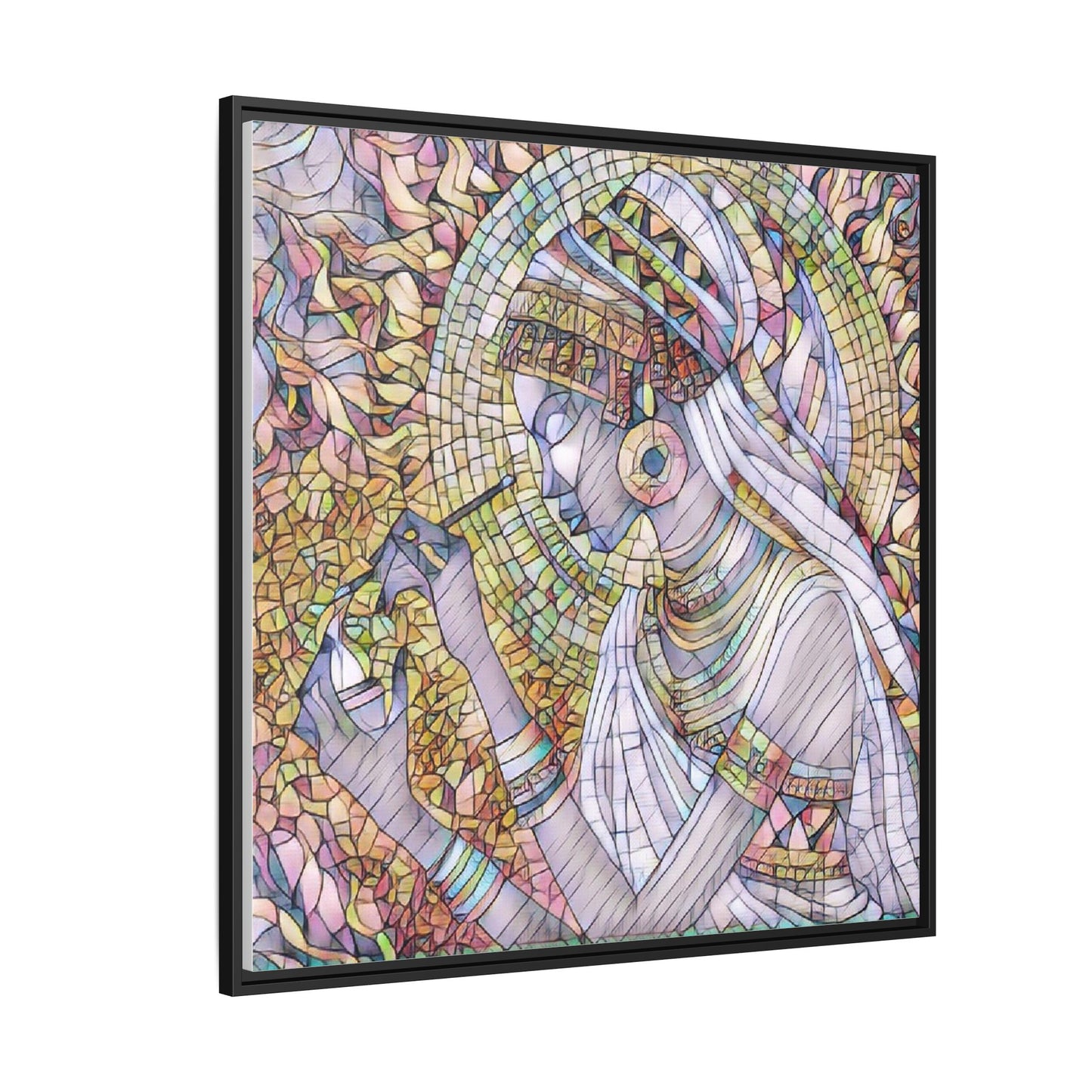 Egyptian Goddess Stained-Glass Matte Canvas (Framed)
