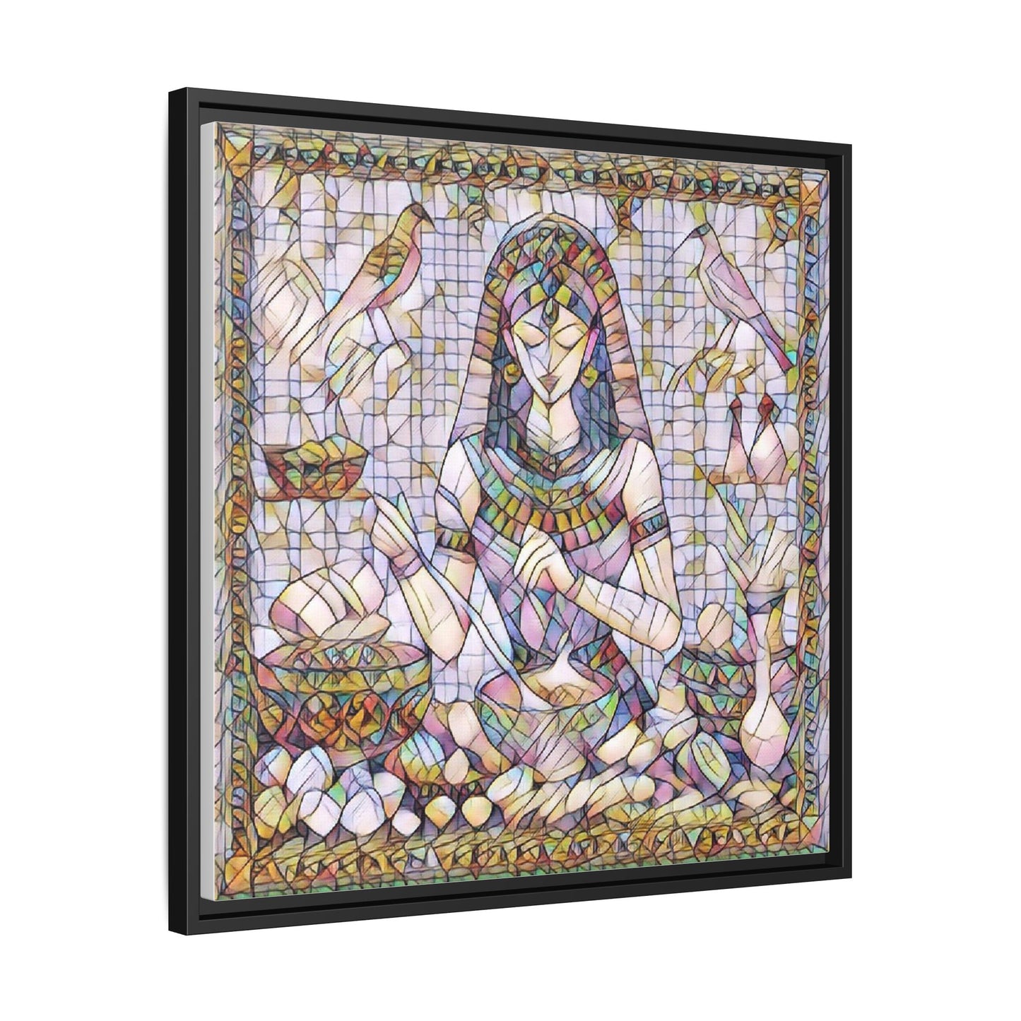Egyptian Goddess Mosaic Framed Canvas Art