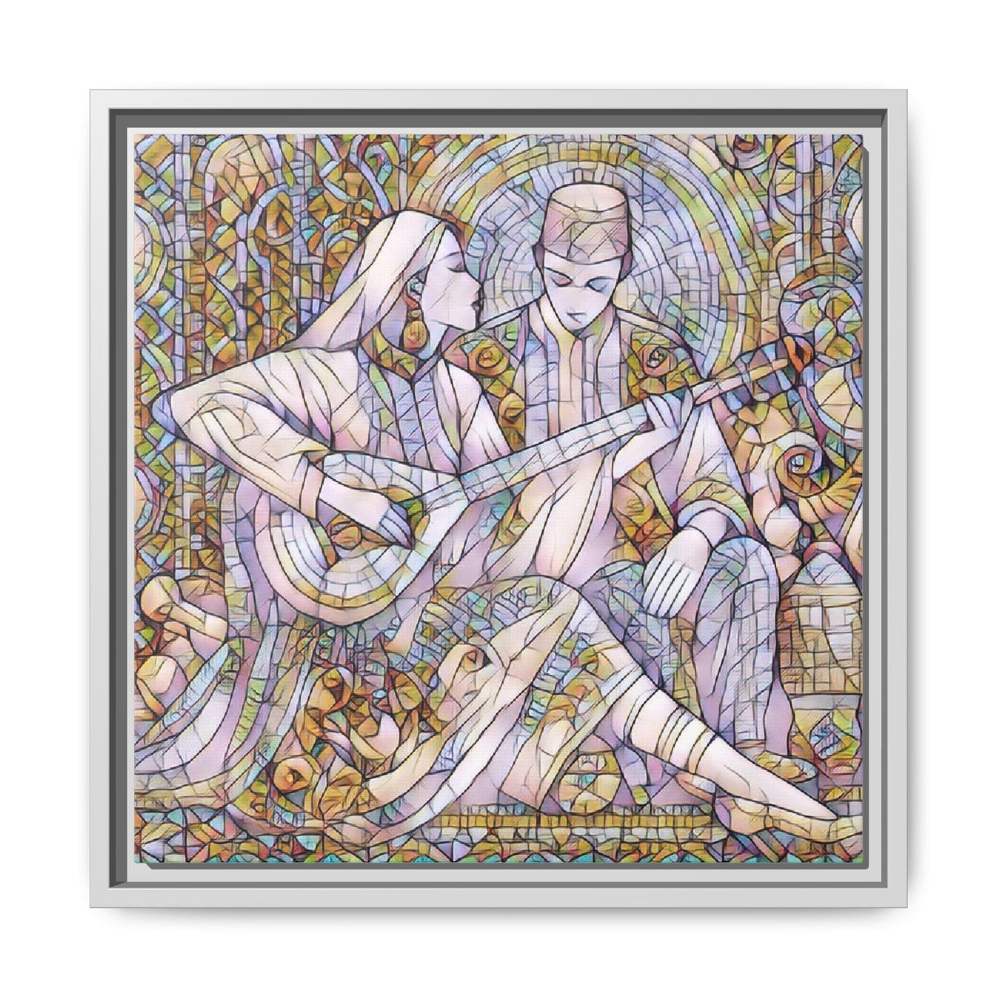 Love Song Serenade - Framed Canvas Wall Art | Guitar Player Romantic Print