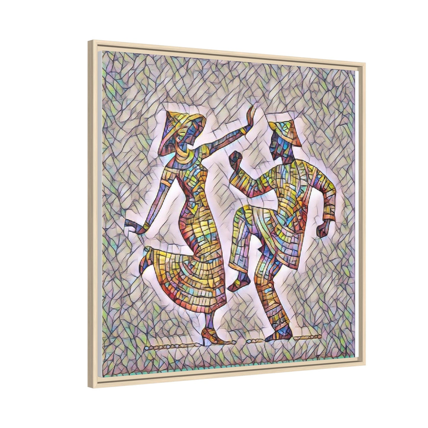 Colorful Folk Dance Matte Canvas Print (Framed)