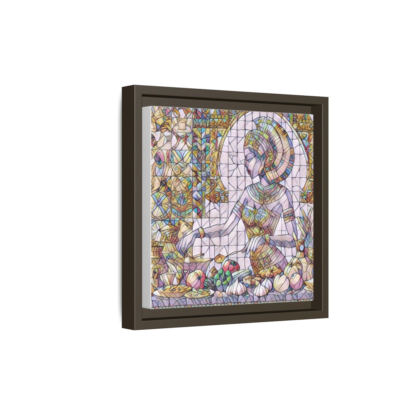 Egyptian Goddess Stained Glass Style Framed Canvas Art