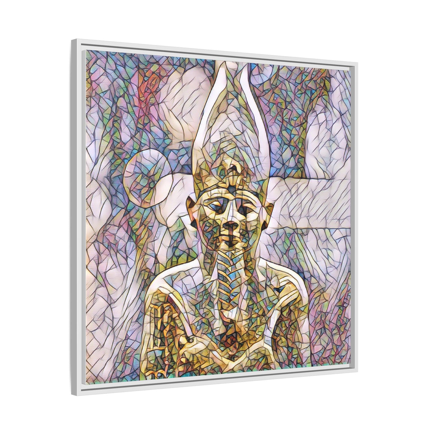 Egyptian Pharaoh Stained-Glass Style Matte Canvas Print, Framed