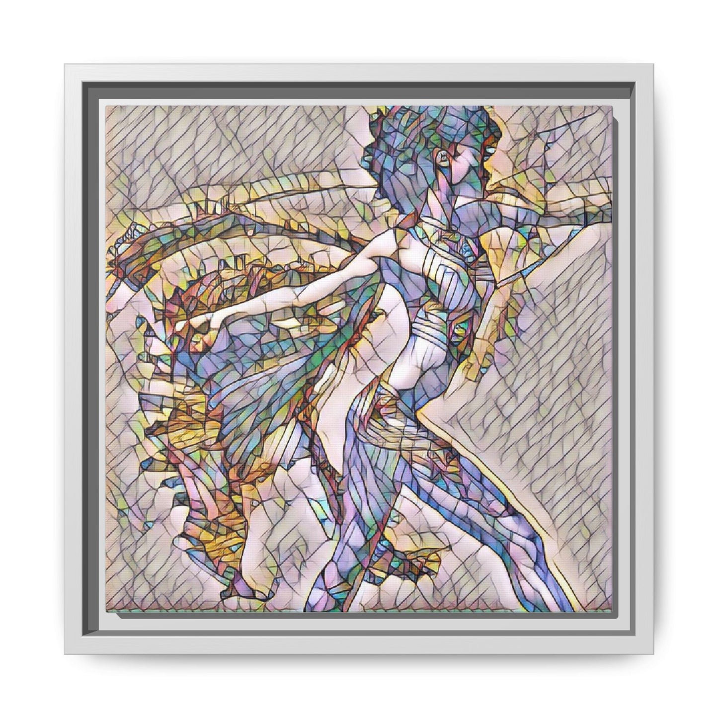 Abstract Stained-Glass Dancer Framed Canvas Art