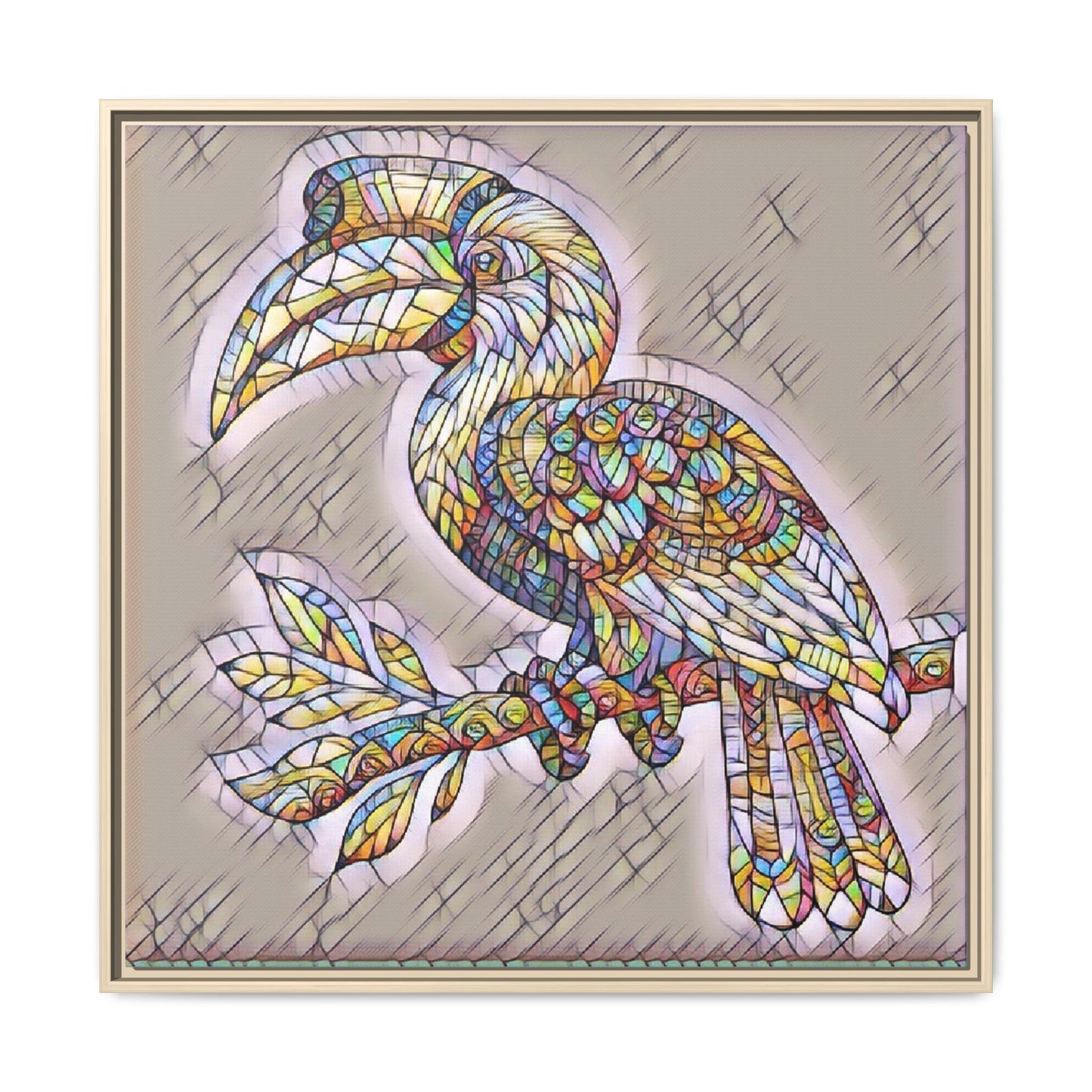 Colorful Stained Glass Toucan Matte Canvas Framed Wall Art