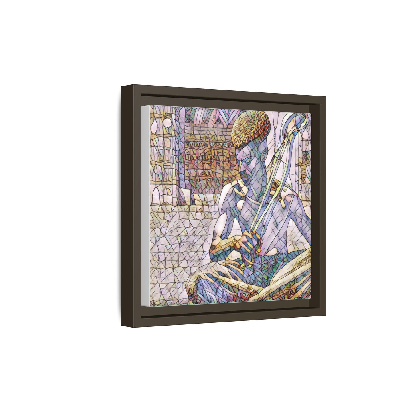 Framed Matte Canvas Art – Stained-Glass Style Musician Print