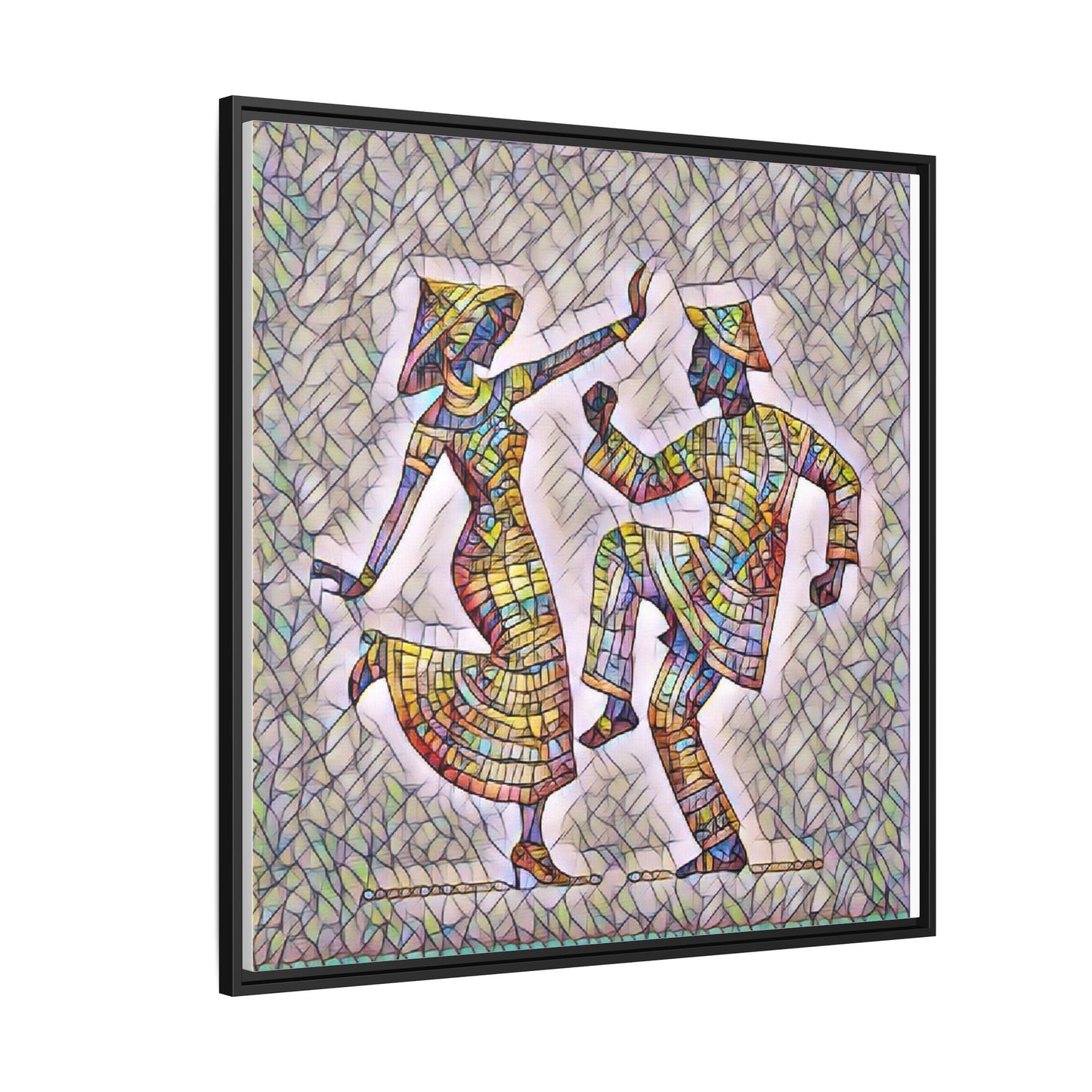 Colorful Folk Dance Matte Canvas Print (Framed)