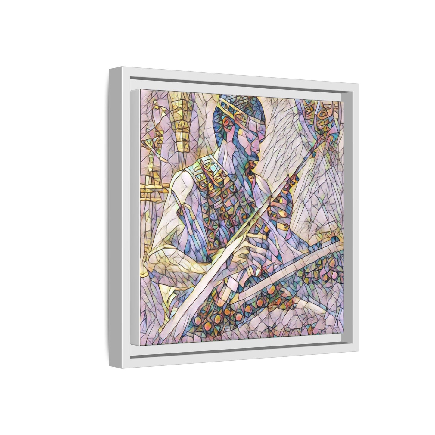 Framed Matte Canvas — Abstract Musician Stained-Glass Art Print