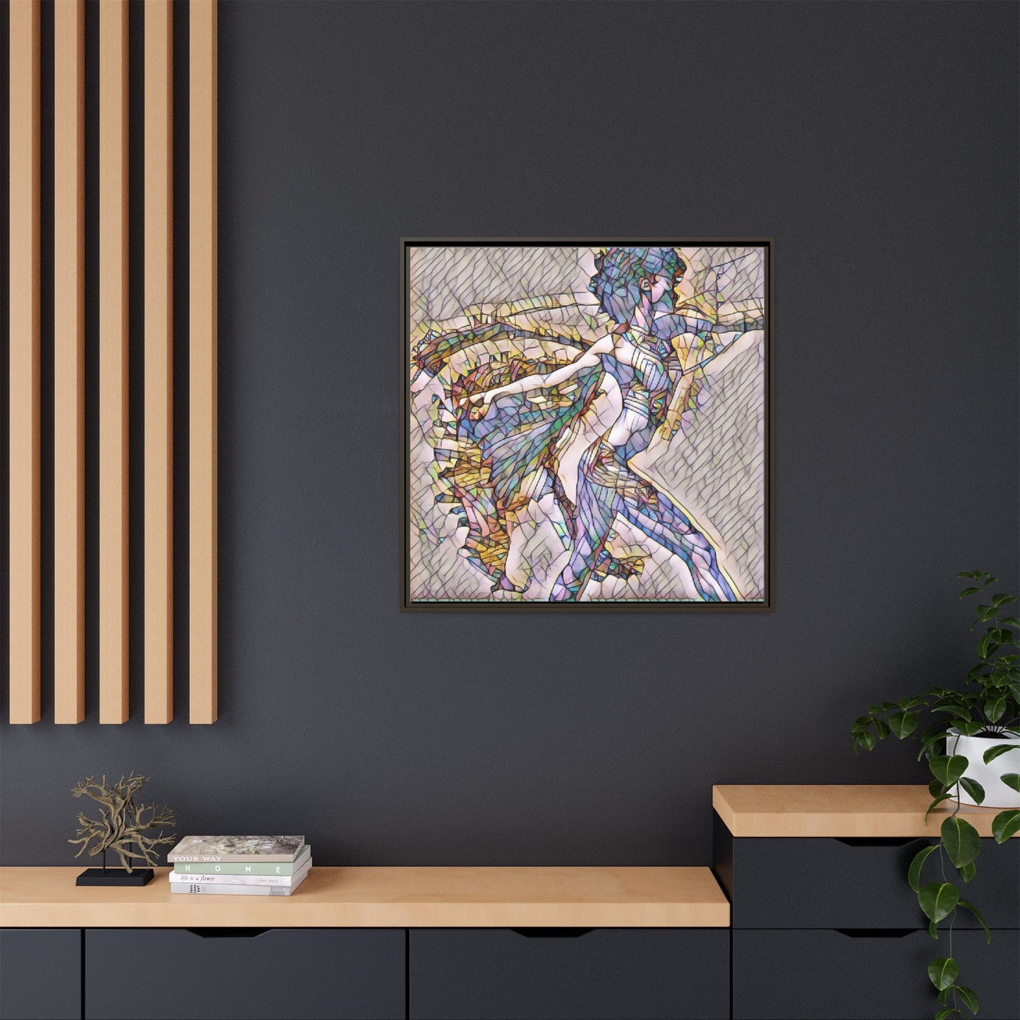 Abstract Stained-Glass Dancer Framed Canvas Art
