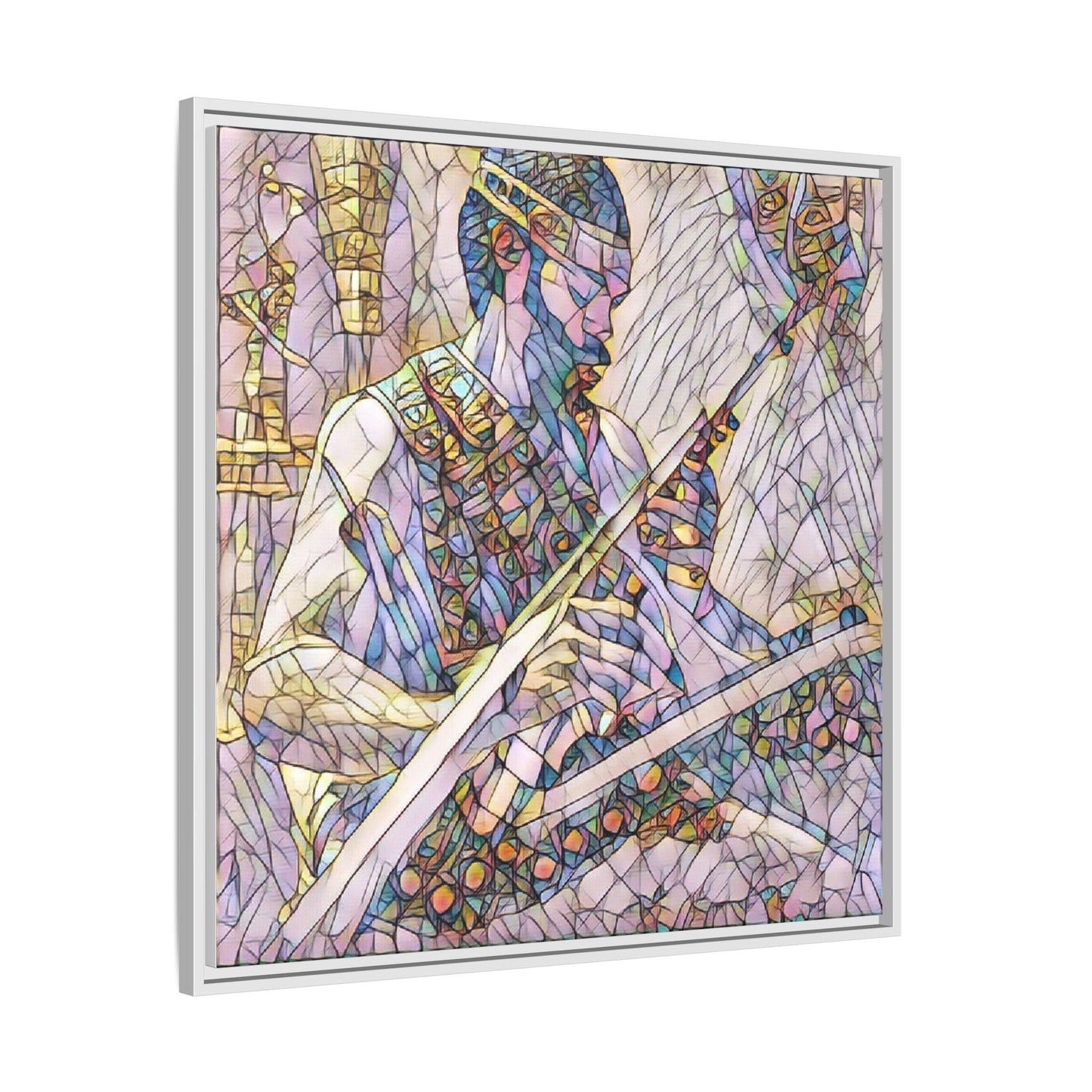 Framed Matte Canvas — Abstract Musician Stained-Glass Art Print