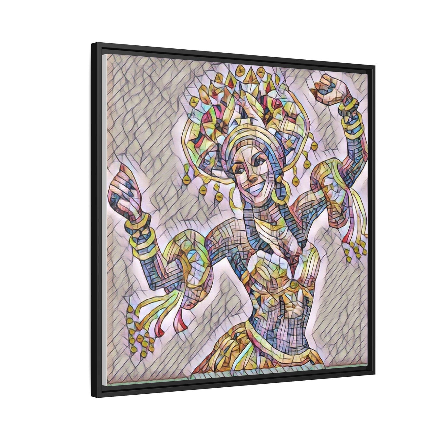 Framed Matte Canvas: Colorful Carnival Dancer Artwork – Vibrant Ethnic Dance Wall Art
