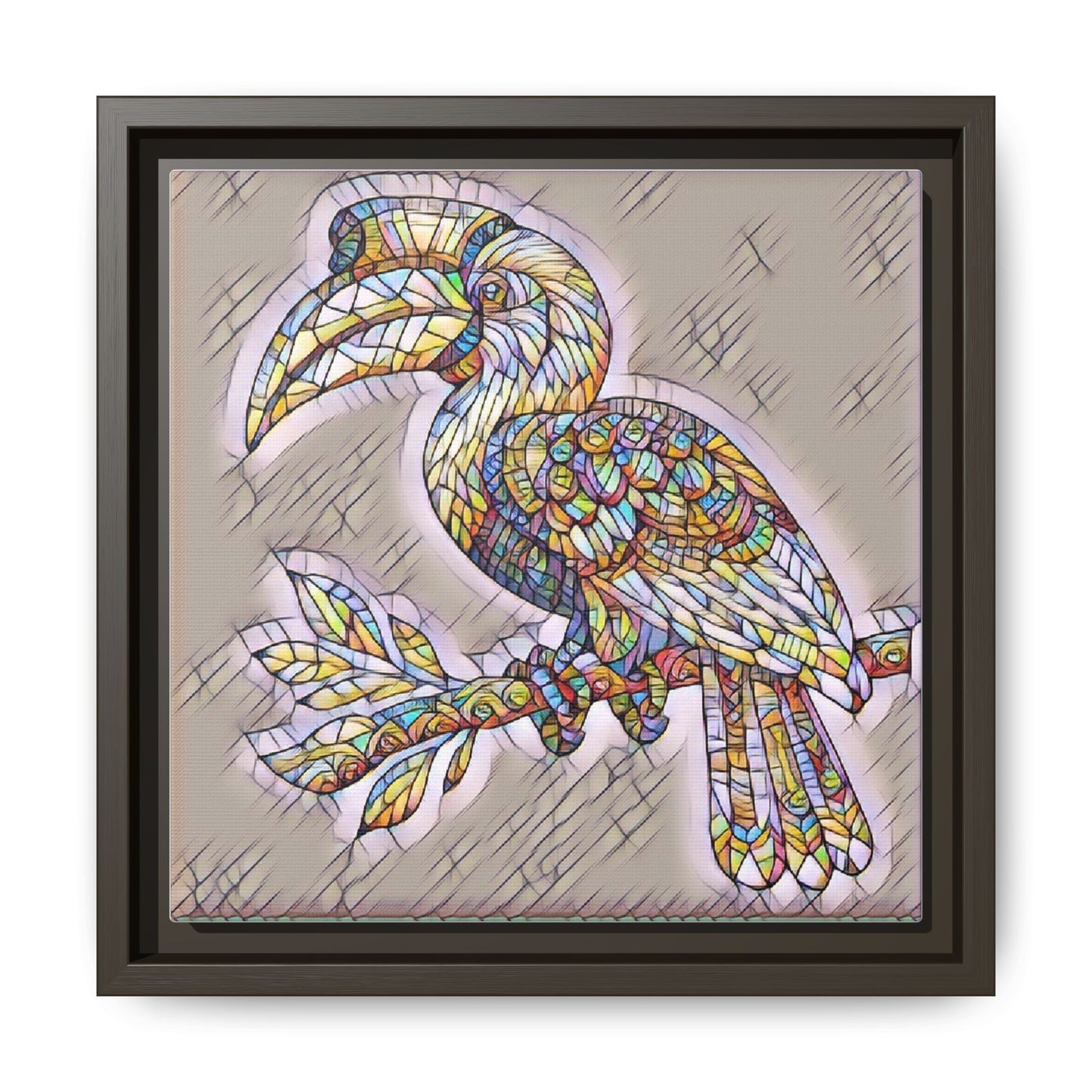 Colorful Stained Glass Toucan Matte Canvas Framed Wall Art