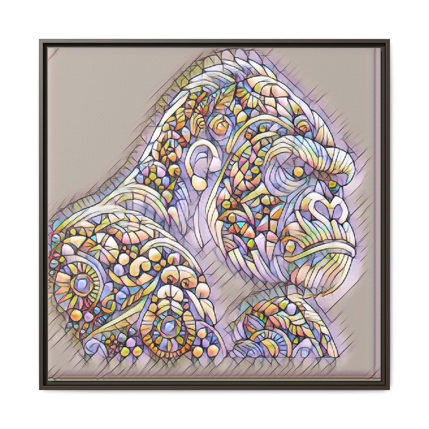 Colorful Ornate Gorilla Matte Canvas Framed Wall Art