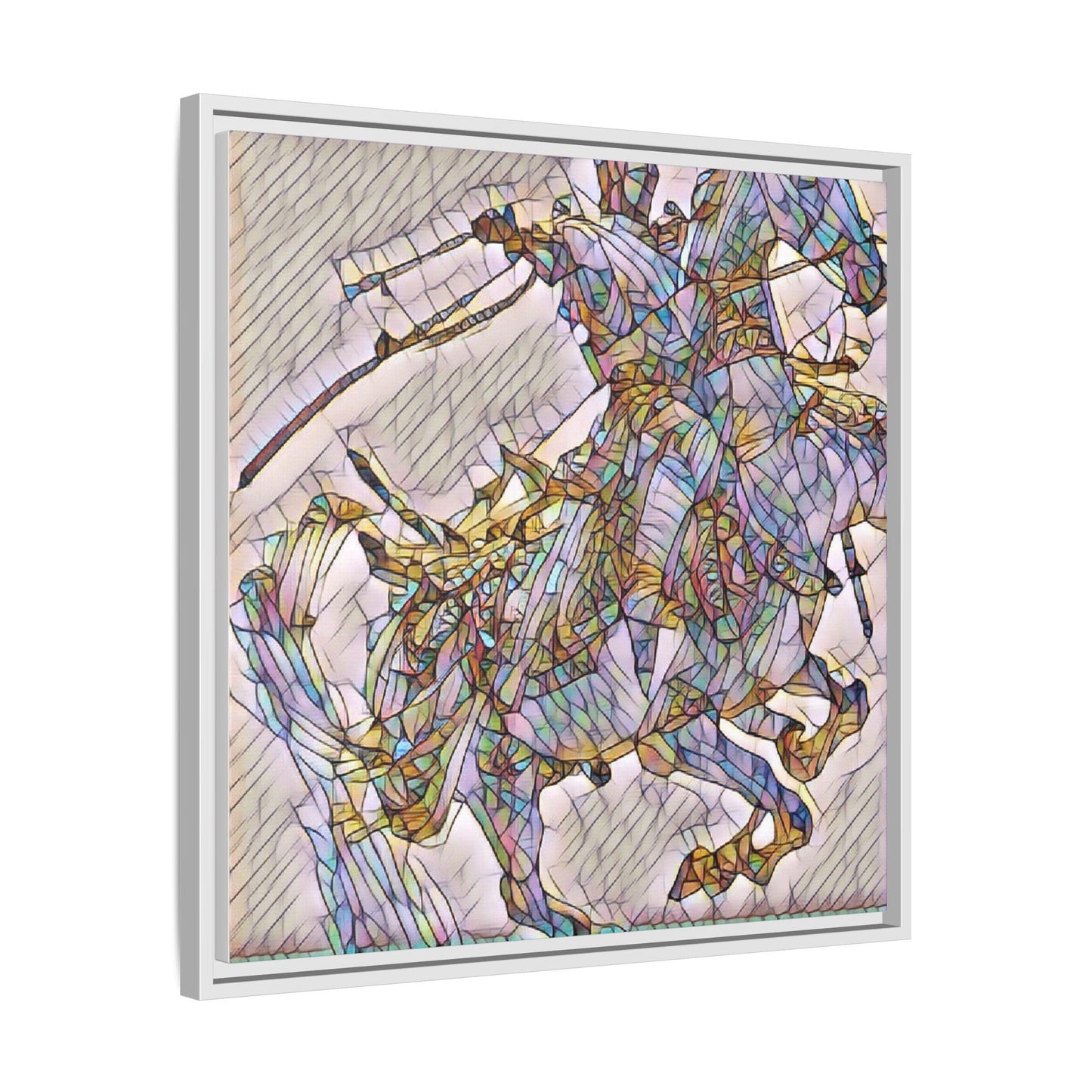 Framed Abstract Stained-Glass Horse Canvas