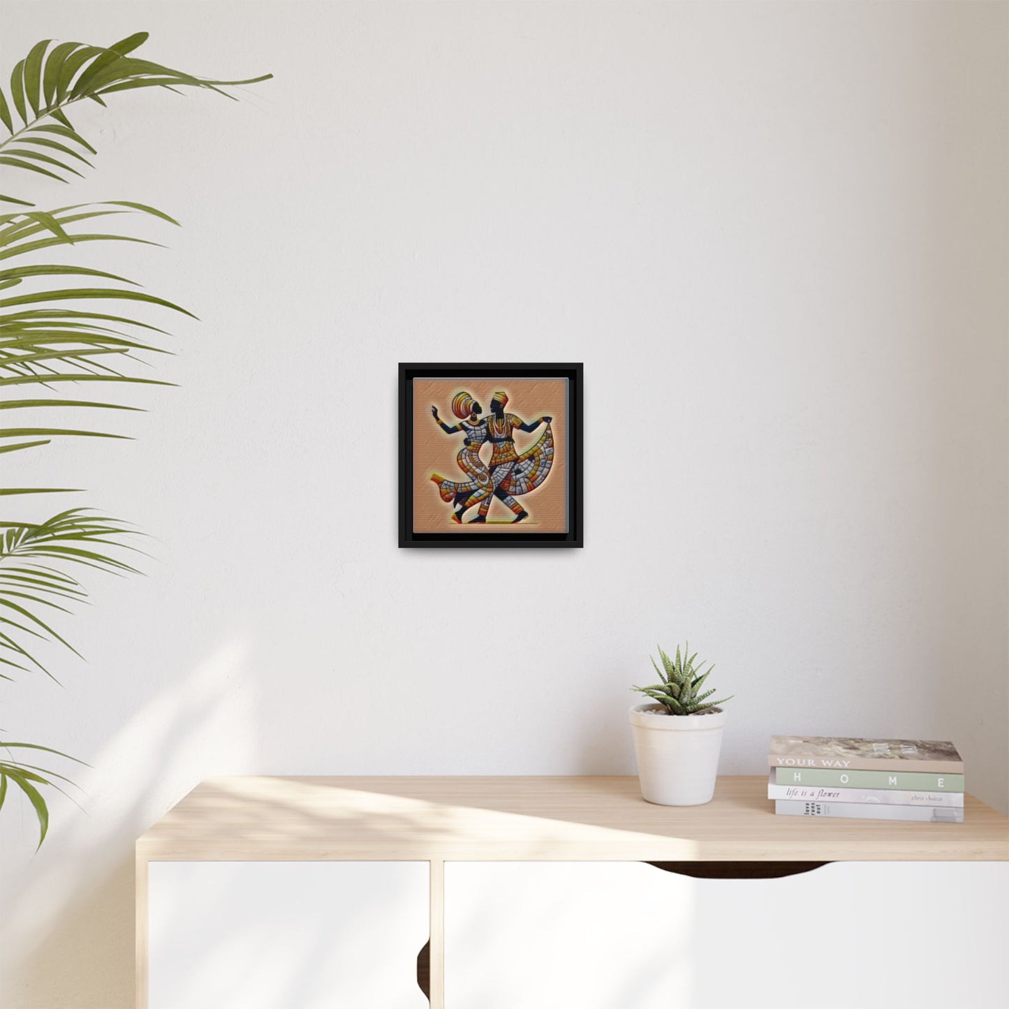 Framed African Dance Mosaic Art Print — Matte Canvas Wall Decor