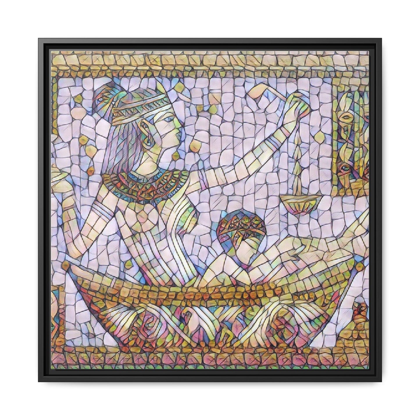 Egyptian Mosaic Goddess Matte Canvas Print (Framed)