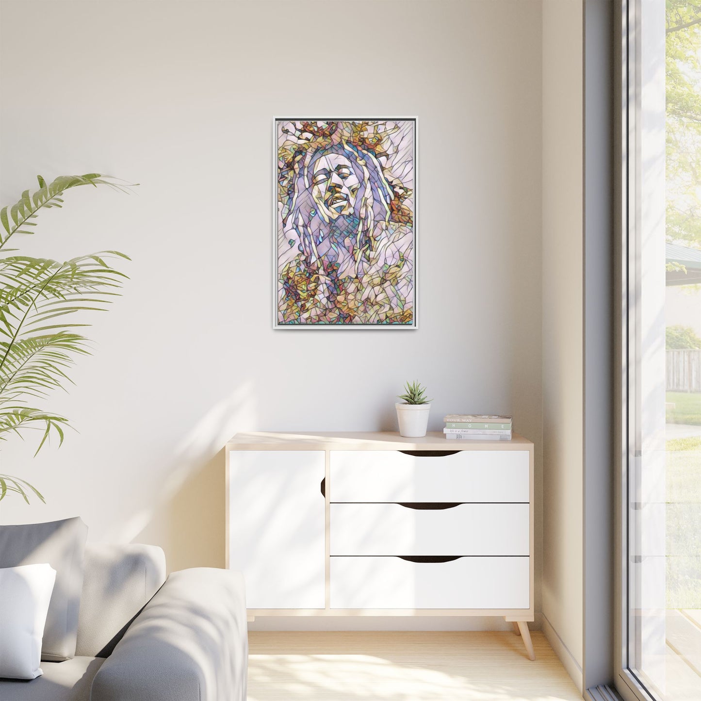 Abstract Multicolor Portrait Matte Canvas Framed Wall Art