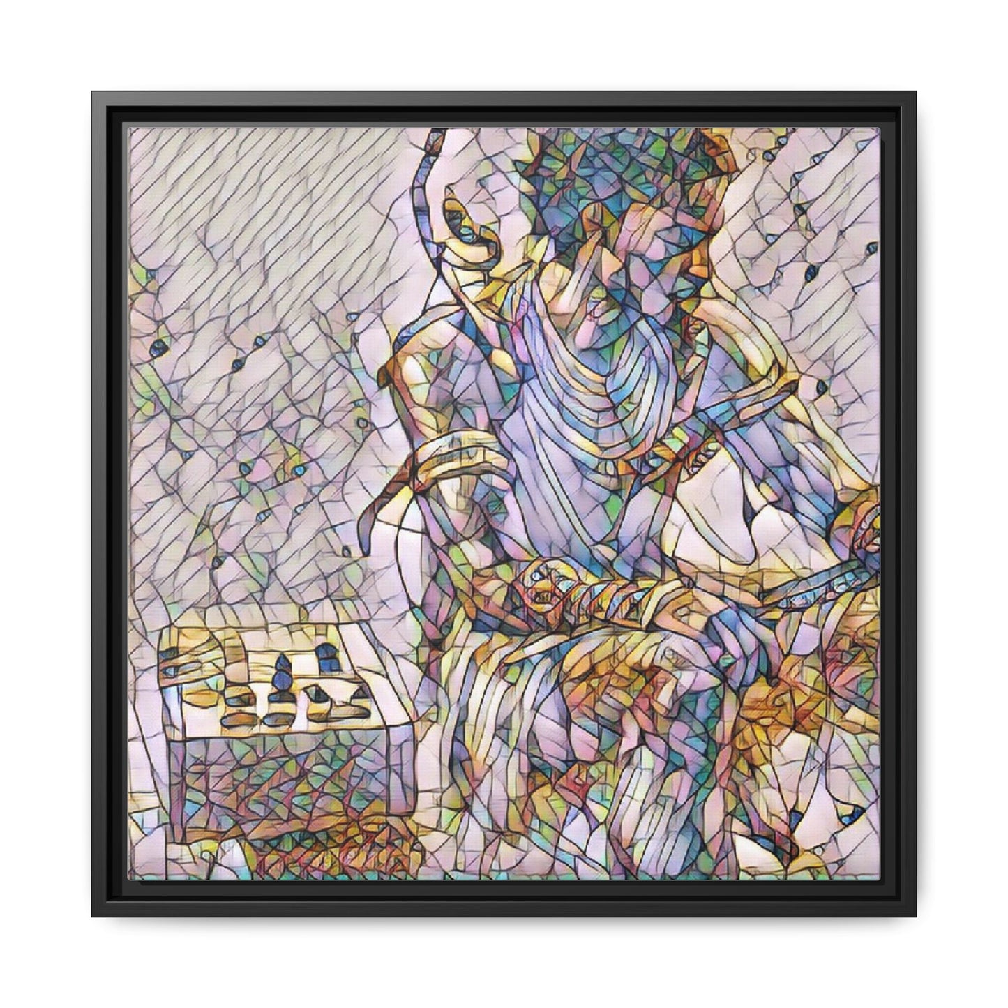 Framed Matte Canvas Art — Abstract Stained-Glass Chess Player