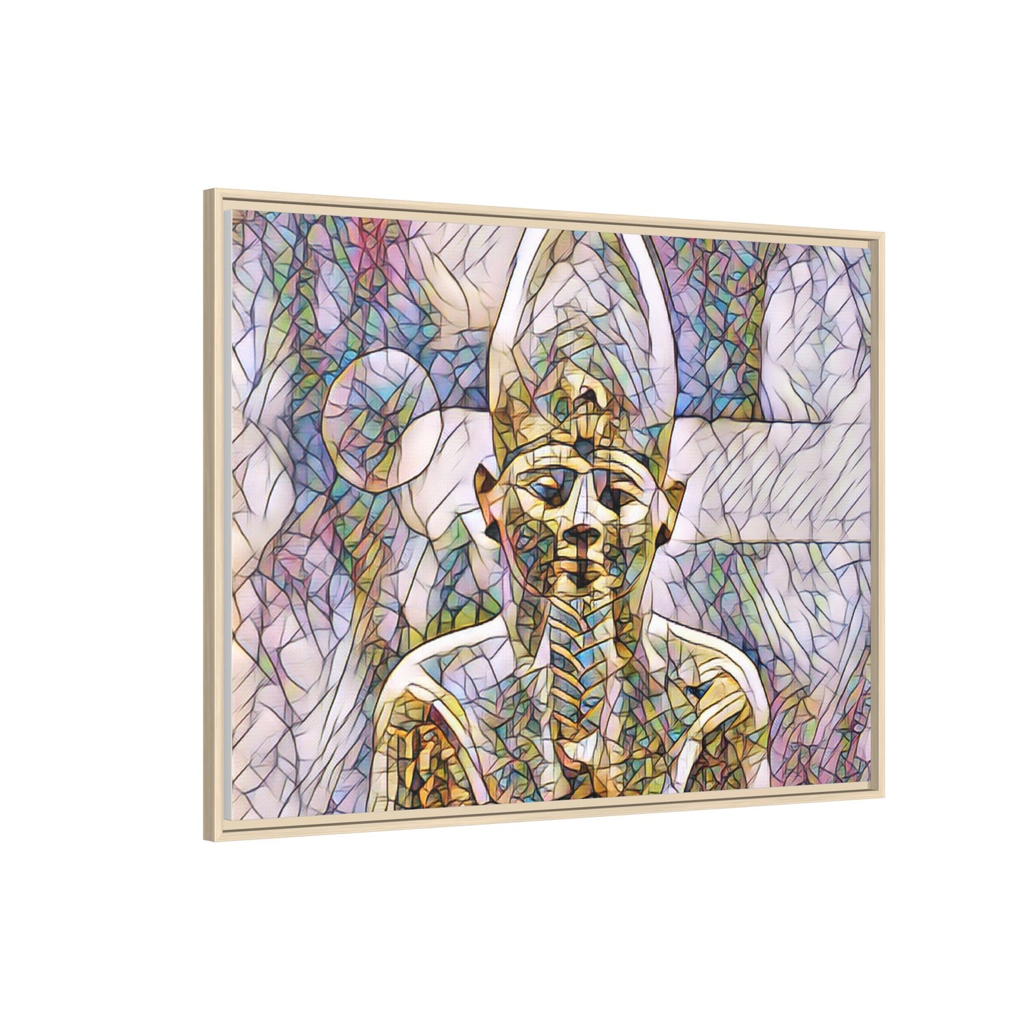 Egyptian Pharaoh Stained-Glass Style Matte Canvas Print, Framed