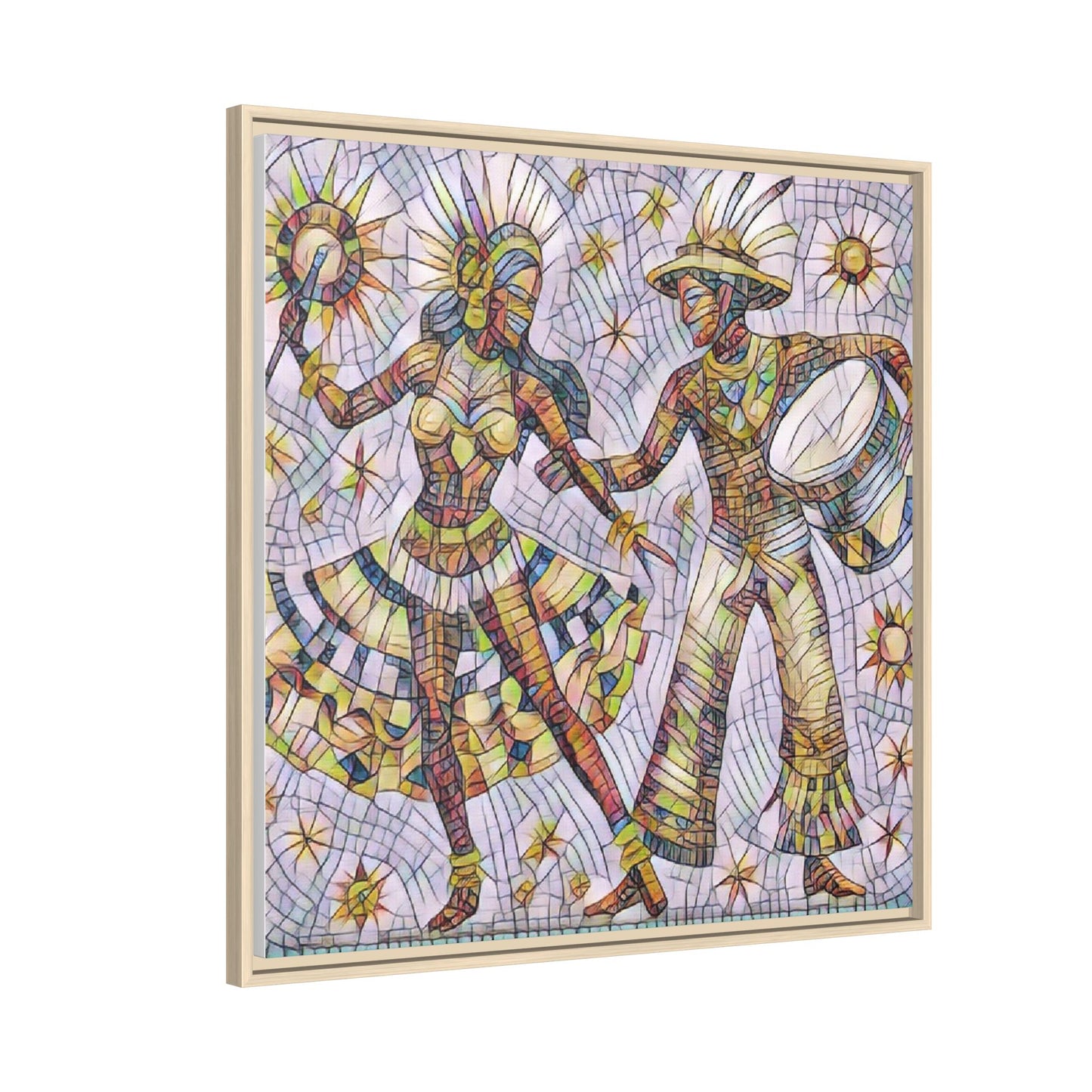 Carnival Dancers Framed Canvas Art — Colorful Samba Rhythm Wall Decor