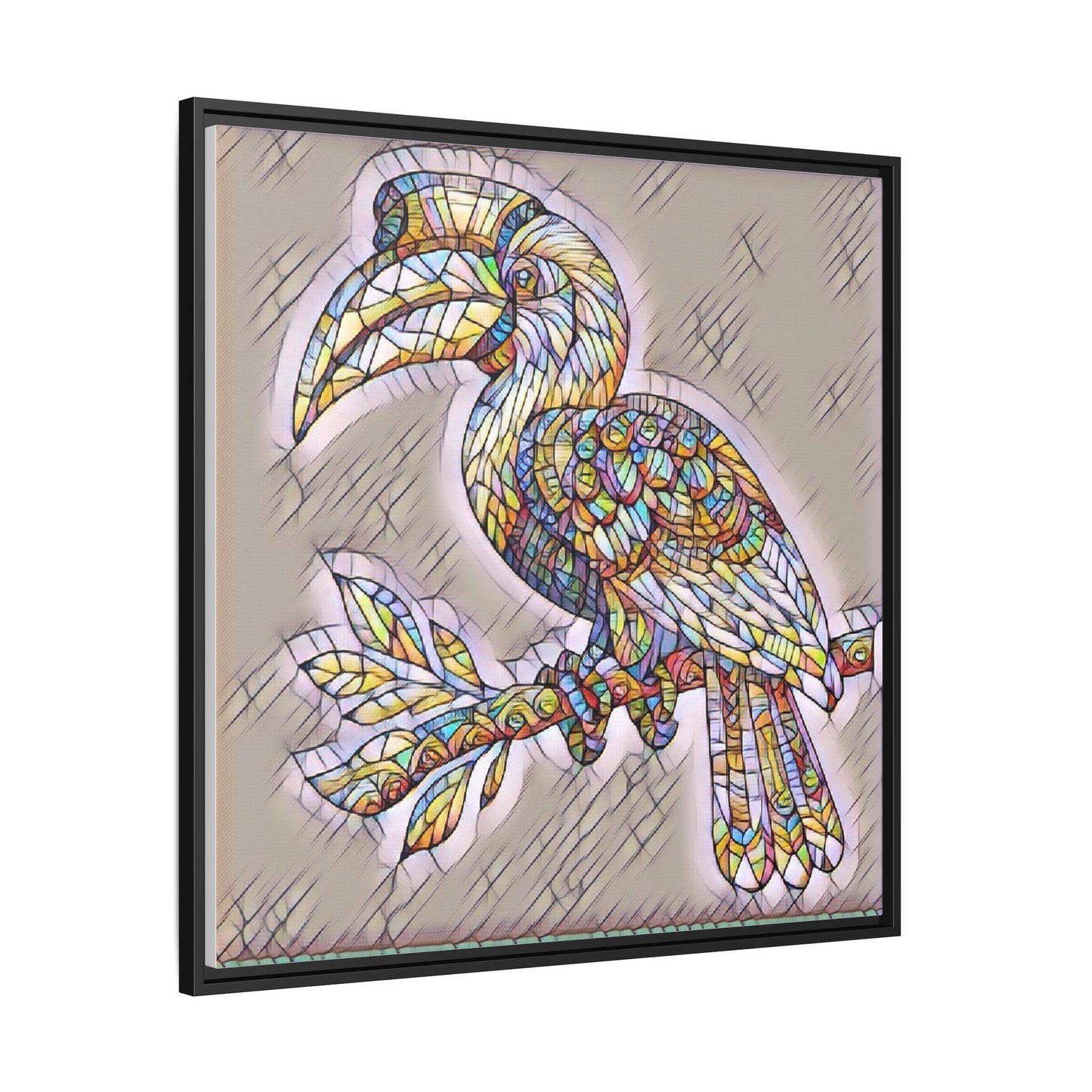 Colorful Stained Glass Toucan Matte Canvas Framed Wall Art