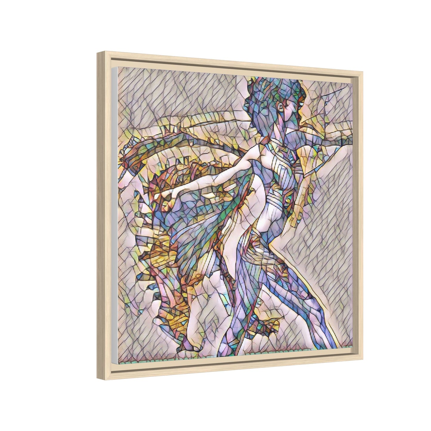 Abstract Stained-Glass Dancer Framed Canvas Art