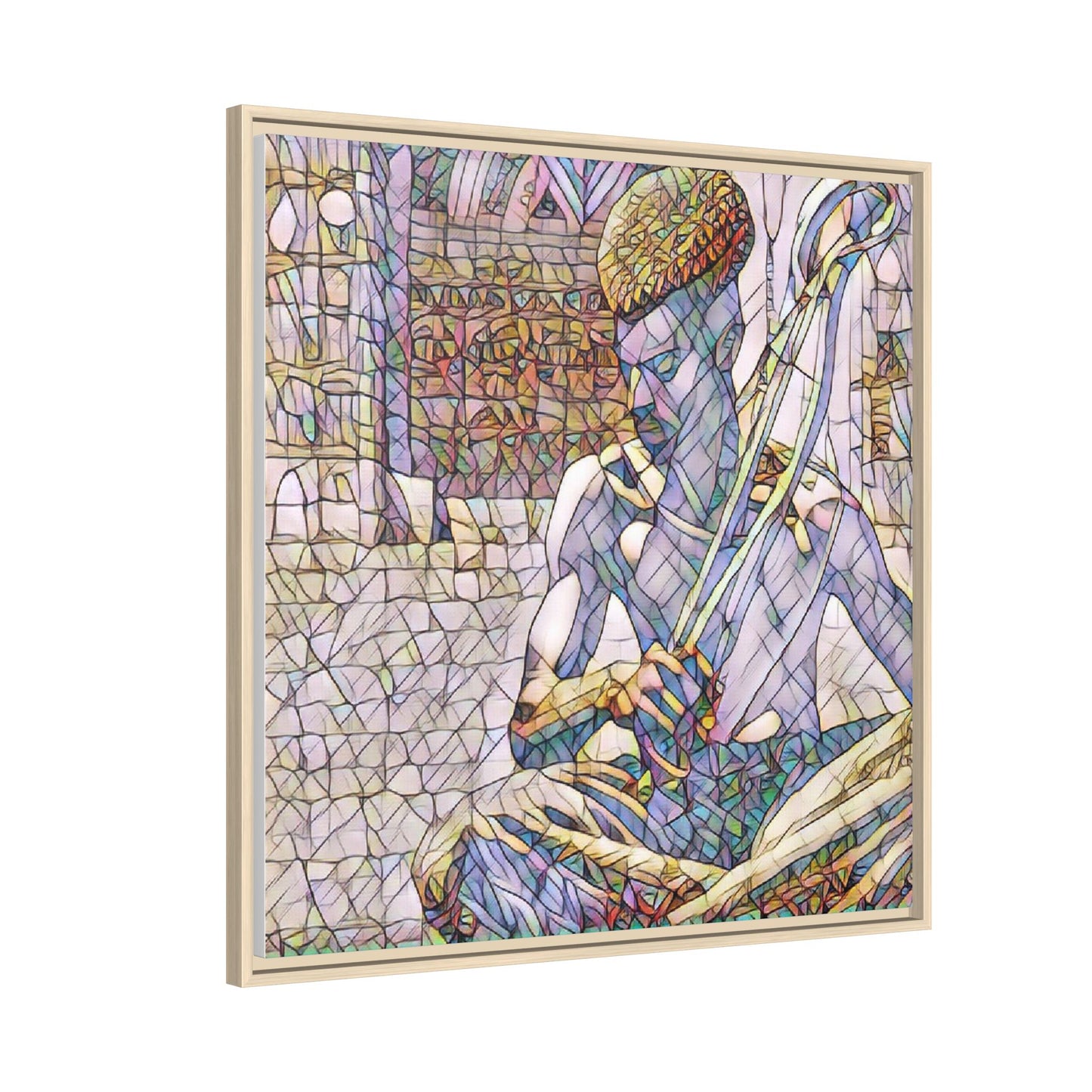 Framed Matte Canvas Art – Stained-Glass Style Musician Print