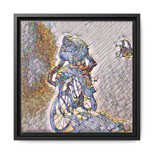 Framed Matte Canvas - Colorful Cyclist Art Print