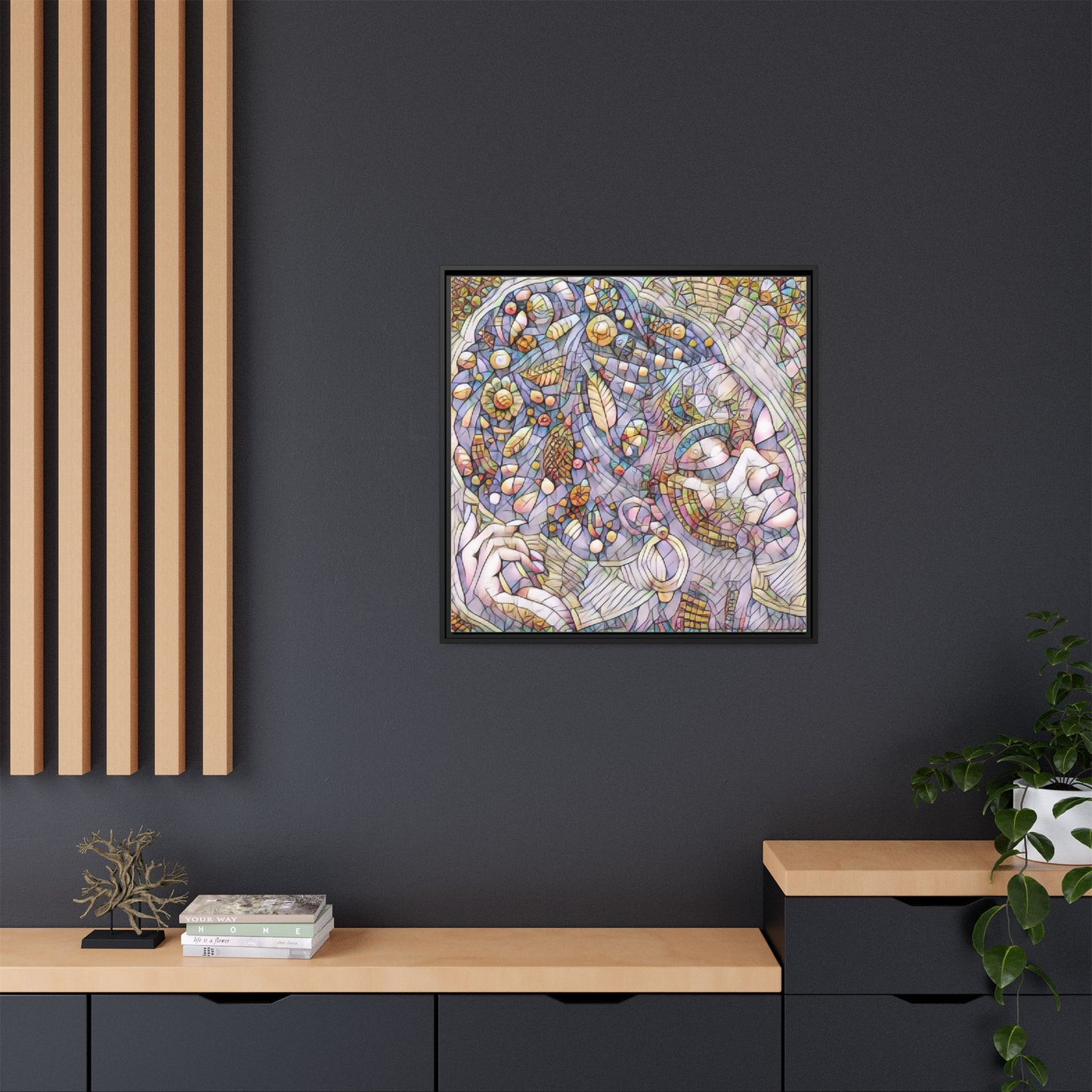 Bohemian Mosaic Woman Matte Canvas Framed Wall Art