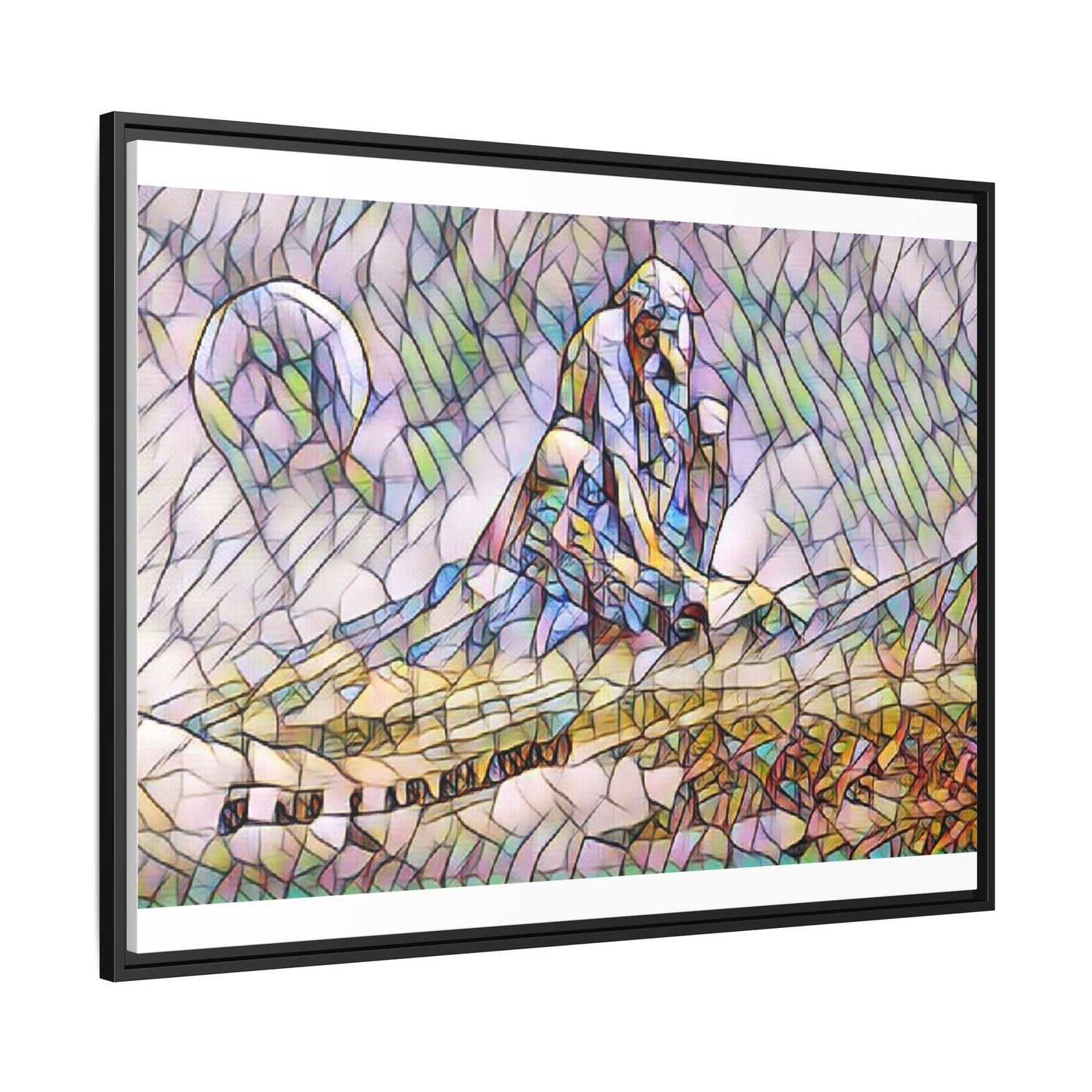 Stained-Glass Surfing Canvas Print — Framed Matte Wall Art