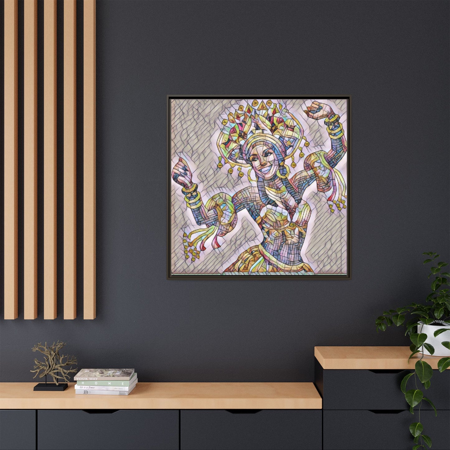 Framed Matte Canvas: Colorful Carnival Dancer Artwork – Vibrant Ethnic Dance Wall Art