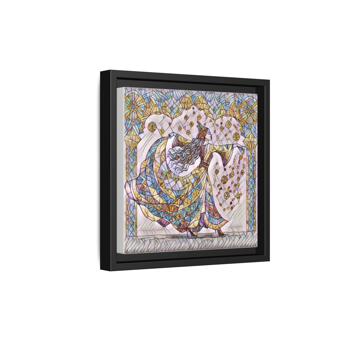 Stained Glass Dancing Dervish Framed Canvas Art