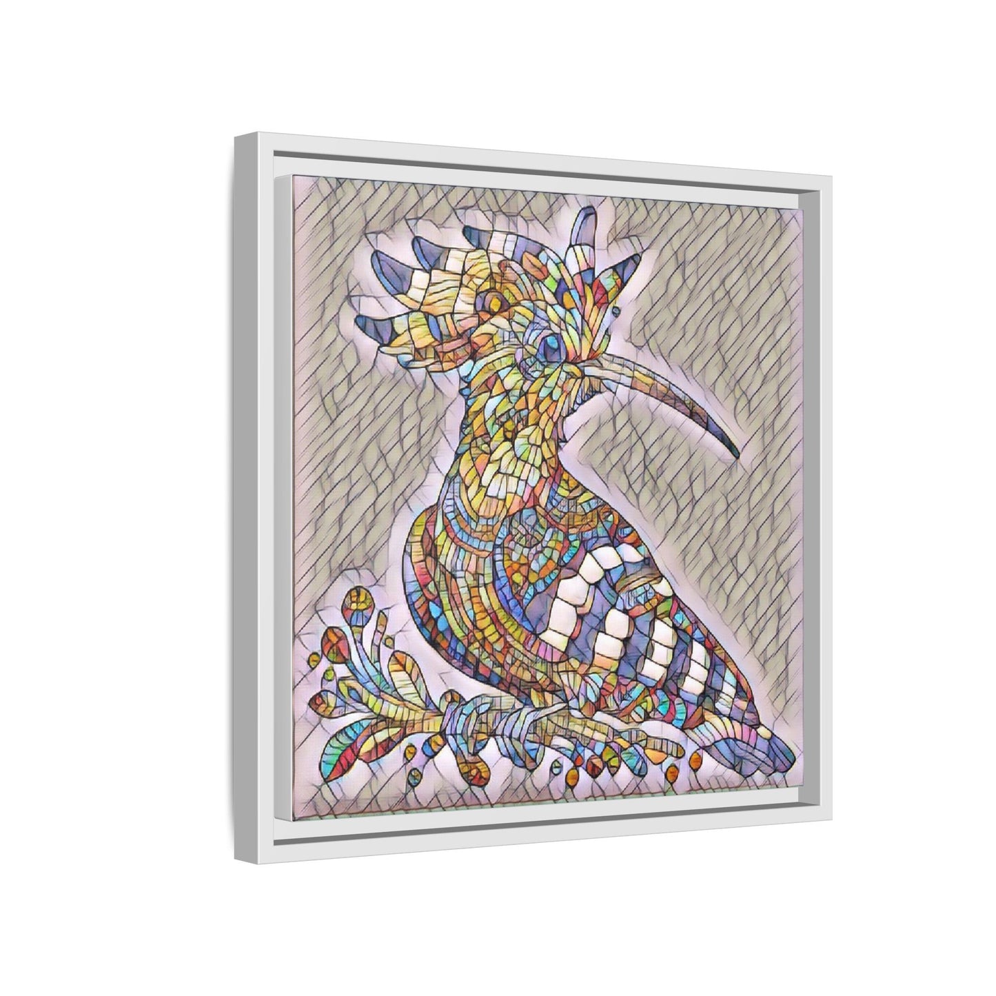 Colorful Mosaic Bird Matte Framed Canvas Wall Art